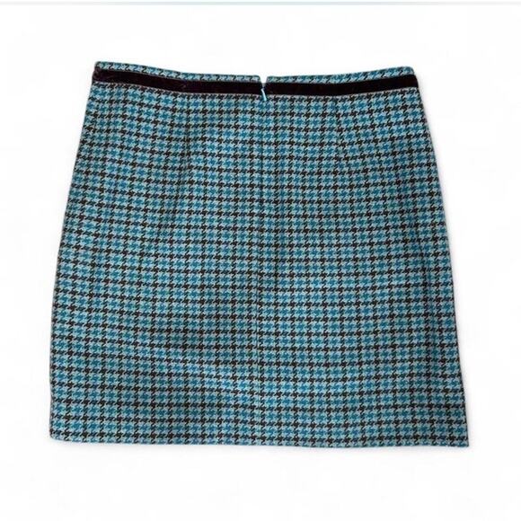 Vintage Wool Blend The Limited Blue Brown Plaid Lined Short Skirt Sz 4 30” Waist - Picture 4 of 7
